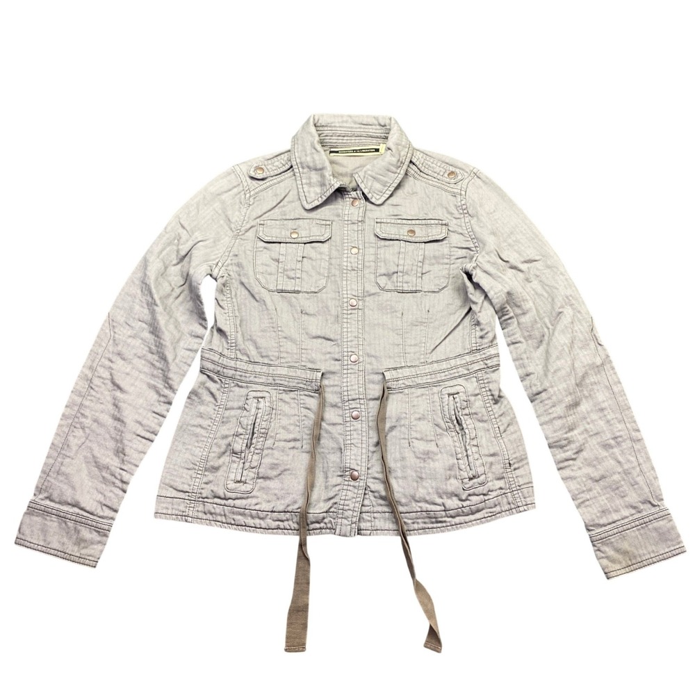 Daughters of the Liberation Gray Herringbone Military Utility Jacket Sz 6 Grunge